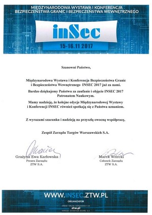 Podziękowanie Zespołu Zarządu Targów Warszawskich S.A. 